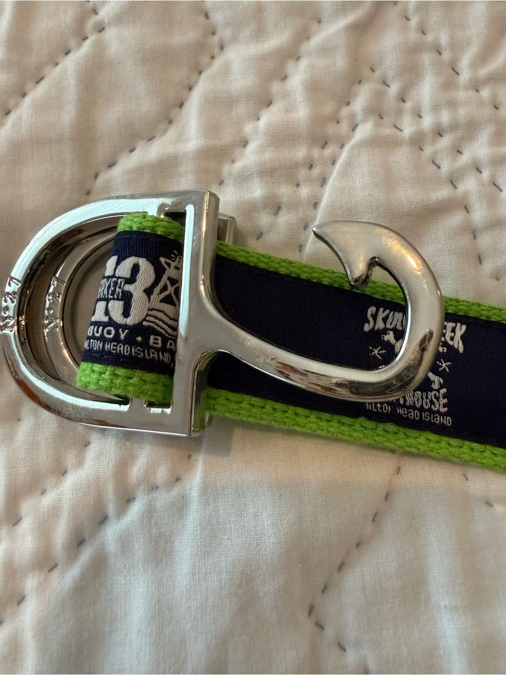 Green & Navy Kids Belt with Metal Buckle